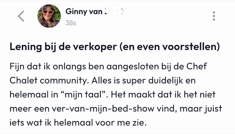 Schermafbeelding van een review van een cursist: review17