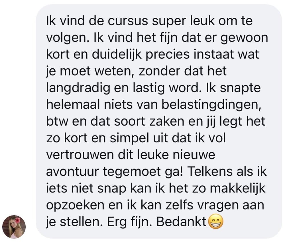 Schermafbeelding van een review van een cursist – review22