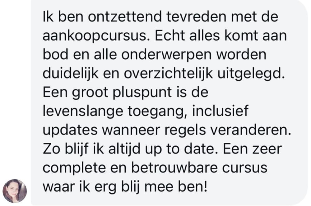 Schermafbeelding van een review van een cursist – review3