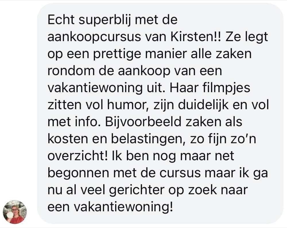 Schermafbeelding van een review van een cursist – review5