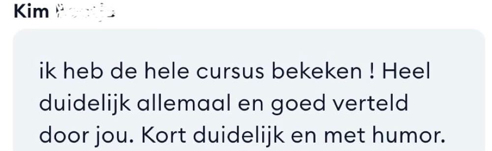 Schermafbeelding van een review van een cursist – review9