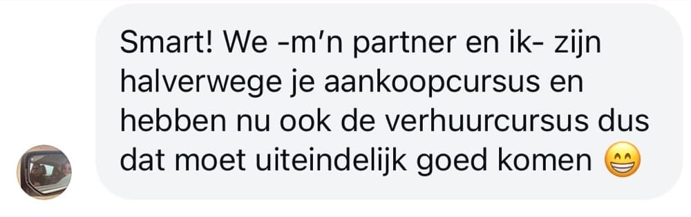 Schermafbeelding van een review van een cursist: verhuur IMG 0933 2