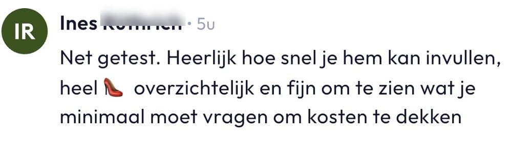 Schermafbeelding van een review van een cursist – verhuurmonitor 2