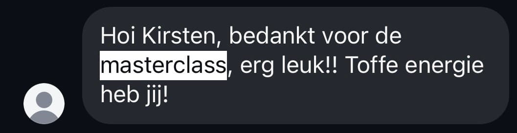 Schermafbeelding van een review van een cursist: IMG 4374
