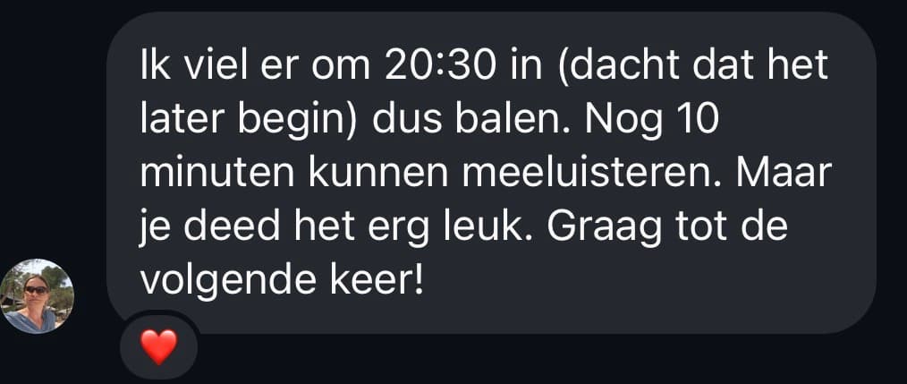 Schermafbeelding van een review van een cursist: IMG 4436