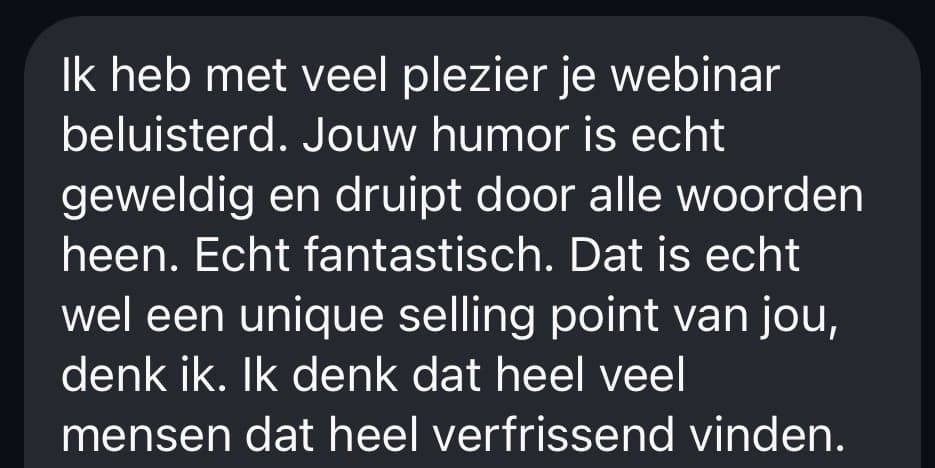 Schermafbeelding van een review van een cursist: IMG 4442