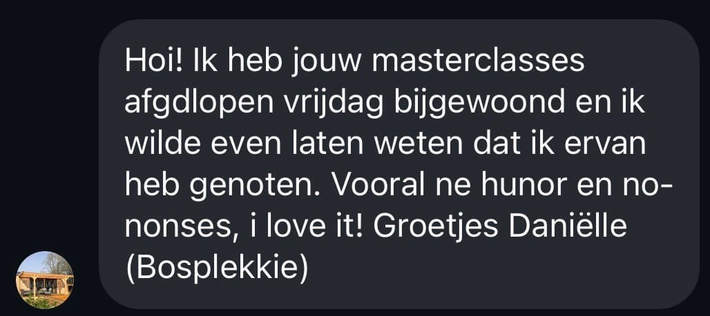 Schermafbeelding van een review van een cursist: IMG 4540