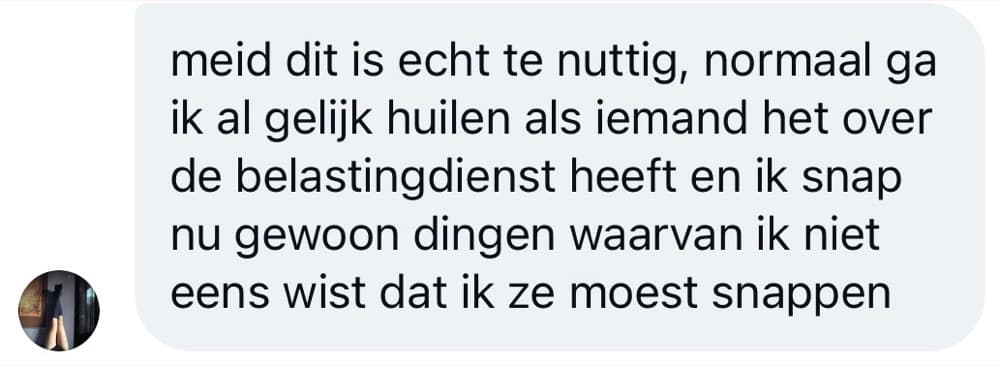 Schermafbeelding van een review van een cursist – review19