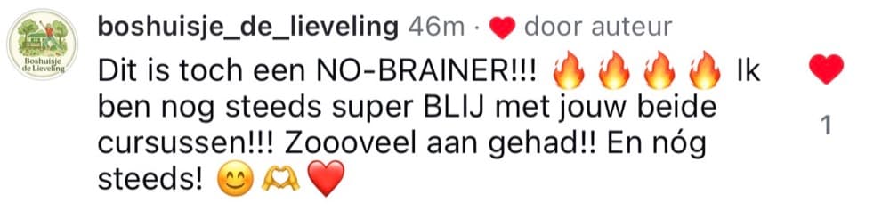 Schermafbeelding van een review van een cursist: review6